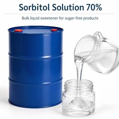 Liquid Sorbitol 70% Solution, Food Grade Sugar-Free Sweetener and Humectant Syrup for Beverage, Food and Bakery Applications, Bulk Wholesale Supplier