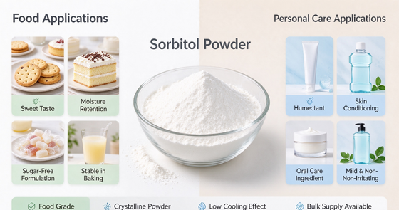 Sorbitol Powder 100 Mesh Fine Powder Food Grade, D-Glucitol CAS 50-70-4, Non-Caking Sweetener, 25kg PP Bag