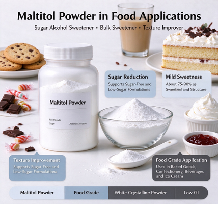 Maltitol Powder Food Grade 20-40 Mesh, E965 D-Maltitol, Tooth-Friendly Sweetener for 20-40 Mesh, 25kg PP Bag, Bulk Supply